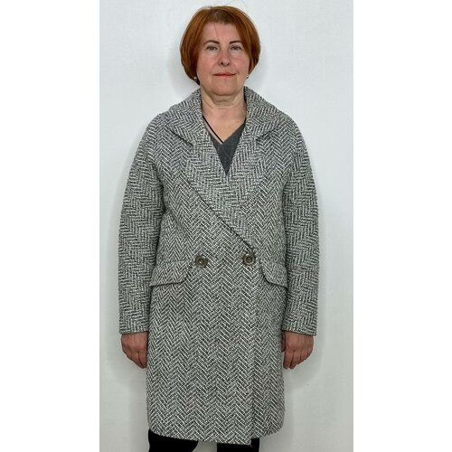 фото Пальто-пиджак amr демисезонное, силуэт прямой, удлиненное, размер 46-48, серый