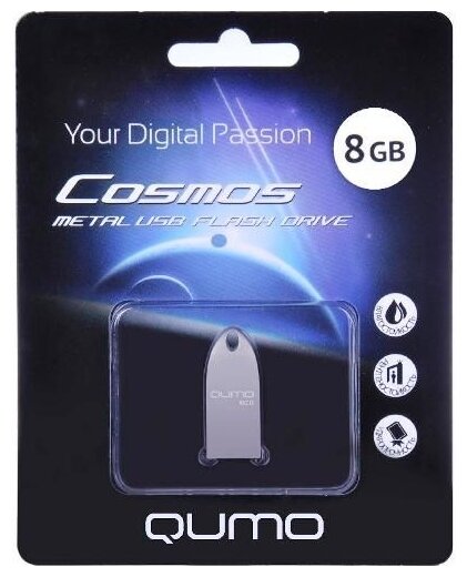 USB-накопитель Qumo 8GB, USB 2.0 (серебряный)