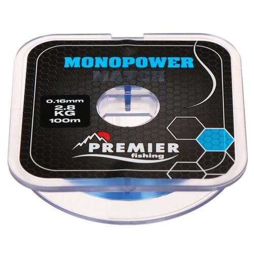 premier fishing леска preмier fishing monopower spinning диаметр 0 35 мм тест 11 1 кг 100 м флуоресцентная желта Леска Preмier fishing MONOPOWER мatch, диаметр 0.16 мм, тест 2.8 кг, 100 м, голубая