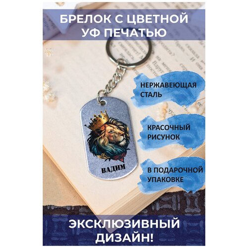 брелок с цветной с уф печатью лев вадим Брелок, мультиколор, серебряный