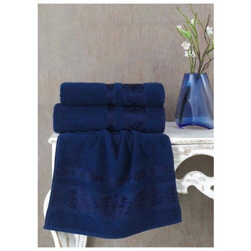 фото Полотенце махровое "karna" rebeka ; синий ; размер: 50 х 90