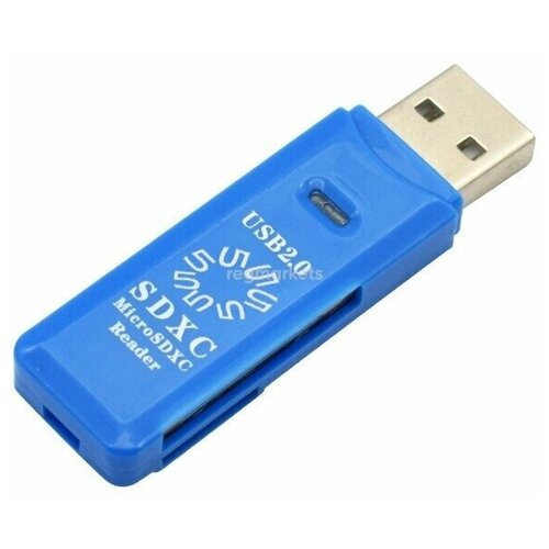 Кардридер 5bites RE2-100BL с поддержкой SD TF Plug и USB 2.0, синий