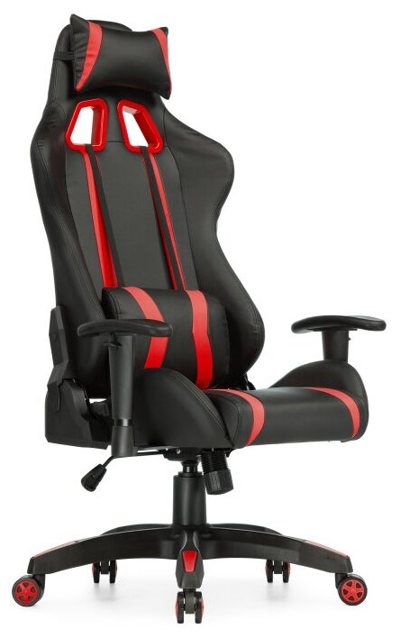 Игровое кресло KAPIOVI BLOK, черная экокожа, красные вставки