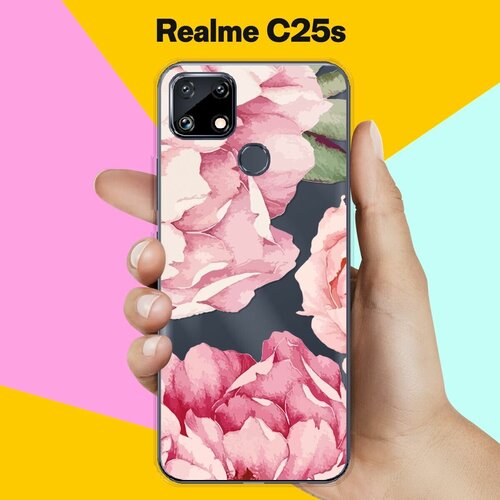 Силиконовый чехол на realme C25s Пионы / для Реалми Ц25с силиконовый чехол на realme c25s реалми c25s пионы розово белые