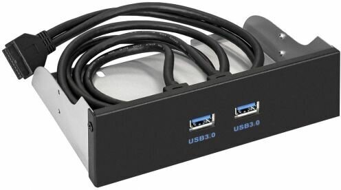 Планка USB на переднюю панель ExeGate U5H-615, 5,25", 2*USB3.0, черная, металл, подсоед. к MB OEM (127616)