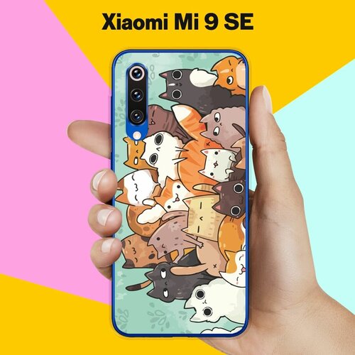 Силиконовый чехол на Xiaomi Mi 9 SE Много котов / для Сяоми Ми 9 СЕ матовый чехол volleyball для xiaomi mi 9 se сяоми ми 9 се с эффектом блика черный