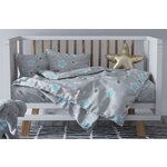 Детское постельное белье бязь звездочки вид 8 светло-серый Ясли (в детскую кроватку) - изображение