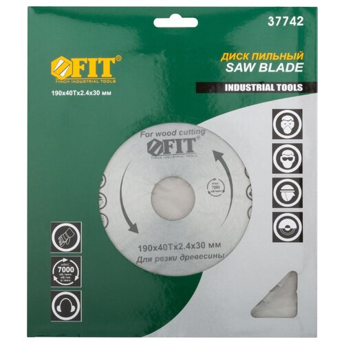 фото Пильный диск fit 37742 по дереву 190 х 30 х 40 t