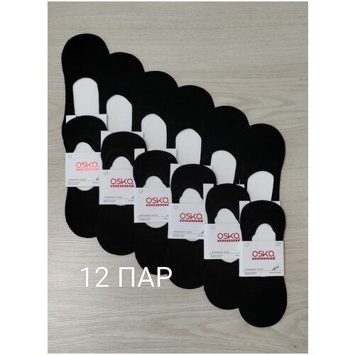 Носки OSKO, 12 пар, размер 41-47, черный носки мужские набор без шва чёрные комплект 10 пар оско osko премиум класса