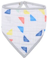 Aden&Anais Слюнявчик-бандана, 1 шт , расцветка: разноцветные треугольники/белый