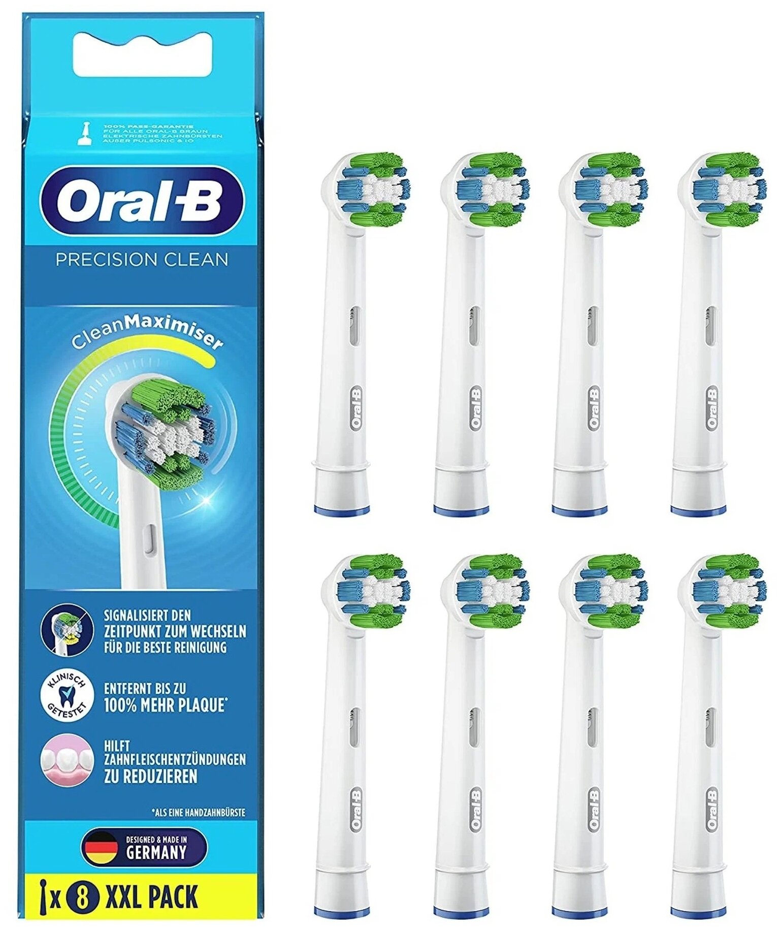 Набор насадок Oral-B Precision Clean CleanMaximiser для ирригатора и электрической щетки, белый, 8 шт.