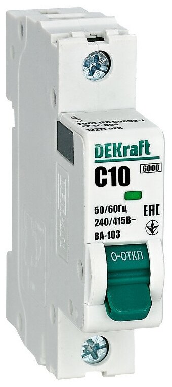 12271DEK Автоматический выключатель DEKraft ВА-103 10А 1п 6кА, C