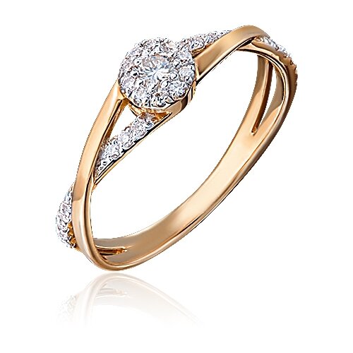 фото Платина кольцо из красного золота с бриллиантом 01-1415-00-101-1110-30