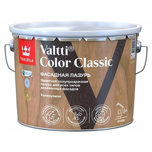 Фасадная лазурь Tikkurila Valtti Color Classic, 9 л, база EC, бесцветная