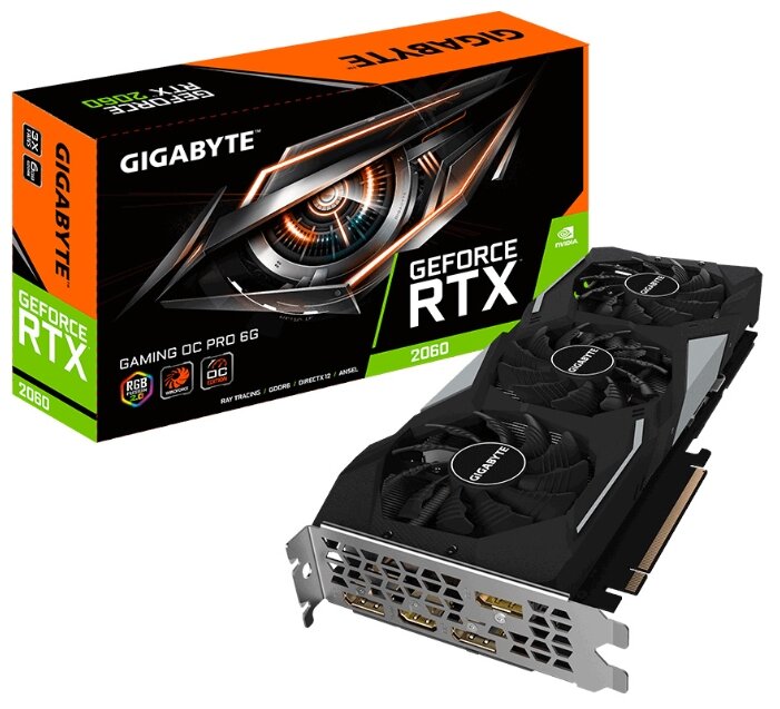 Видеокарта GIGABYTE GeForce RTX 2060 1830MHz PCI-E 3.0 6144MB 14000MHz 192 bit HDMI HDCP GAMING PRO 