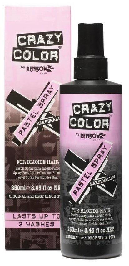 CRAZY COLOR Pastel Spray Marshmallow Спрей для окрашивания волос, нежное суфле, несмываемый, для блонда, нейтрализует желтизну, 250 мл