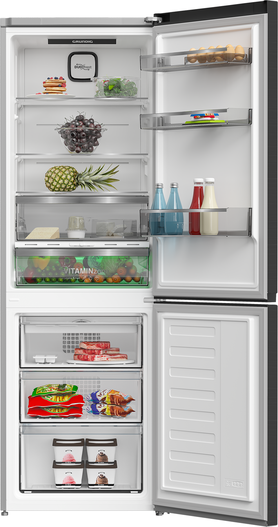 Холодильник с нижней морозильной камерой Grundig GKPN66830FXD - фотография № 9