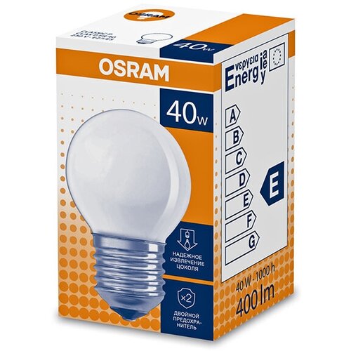 Лампа накаливания OSRAM 40Вт E27 2700K 230В шар A55 матовая