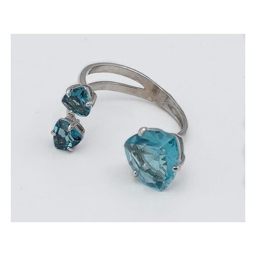 Кольцо на две фаланги e&e Jewellery серебро, 925 проба, родирование, шпинель синтетическая, безразмерное, голубой, EE.Jewellery  - купить