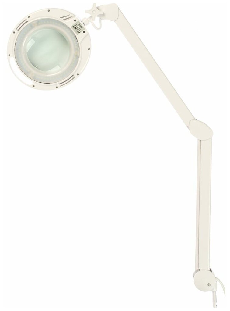 Лупа, Rexant на струбцине круглая 3X с подстветкой и сенсорным регулятором 60 LED белая - фото №1