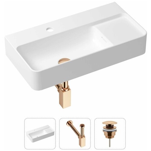 Комплект 3 в 1 Lavinia Boho Bathroom Sink 21520509: накладная фарфоровая раковина 60 см, металлический сифон, донный клапан