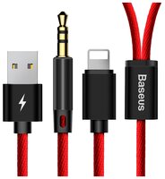 Кабель Baseus Lightning - USB/mini jack 3.5 mm (L34) 1.2 м серебристый/черный