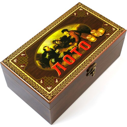Настольная игра Русское Лото Три Охотника в шкатулке (лакированный картон)