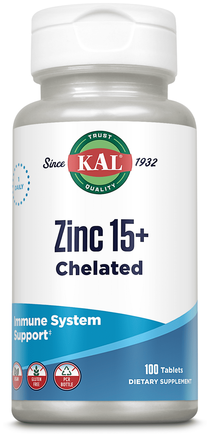 Таблетки KAL Zinc 15+ Chelated, 100 г, 100 шт.