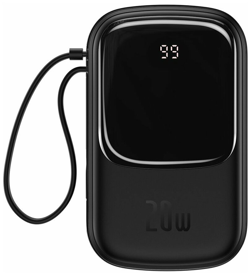 Внешний аккумулятор BASEUS Qpow Digital Display 20W 3.0A (20000 mAh) с кабелем Lightning черный