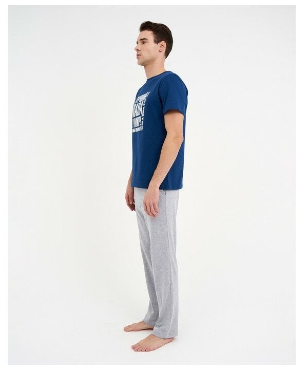 Пижама Kaftan, футболка, брюки, размер 52, синий - фотография № 10