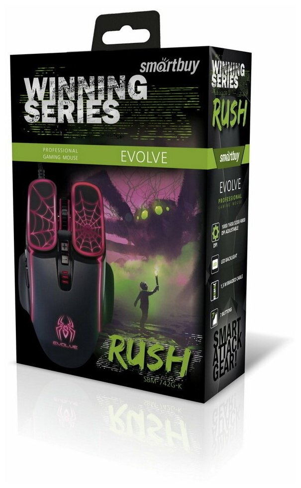 Мышь проводная игровая Smartbuy RUSH Evolve (SBM-742G-K), черный