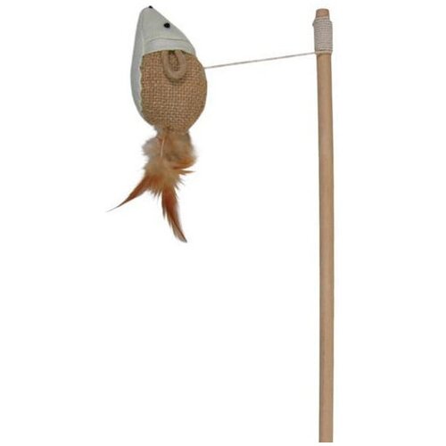 Игрушка-удочка с мышкой и перьями, 50 см
