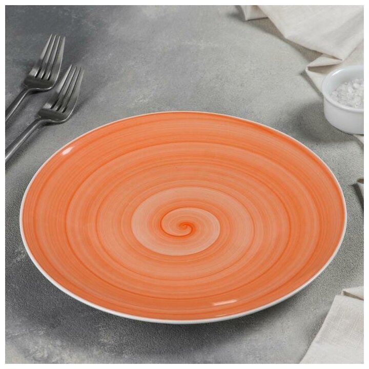 Тарелка мелкая Добрушский фарфоровый завод Infinity, d-24 см, оранжевый