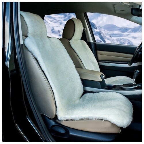 Накидка из овечьей шерсти с подголовником Shkura-Dekor белая