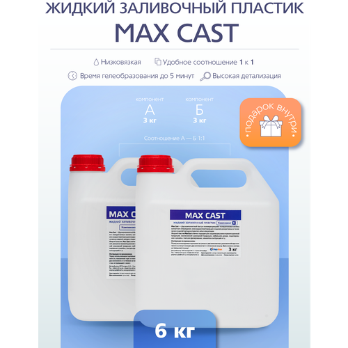 Жидкий заливочный полиуретановый пластик MAX-CAST 6 кг жидкий литьевой пластик real cast m4 россия 0 8 кг заливочный пластик