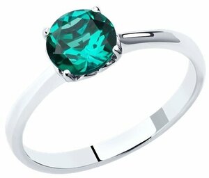 Кольцо Diamant online, серебро, 925 проба, изумруд синтетический, размер 17, зеленый