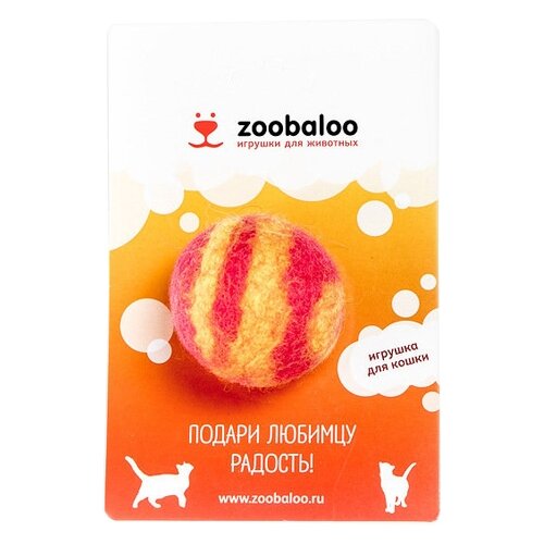 фото Мячик для кошек и собак zoobaloo фьюжн 4 см фиолетовый/желтый