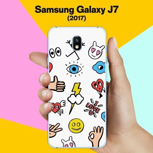 пластиковый чехол целующиеся птички на samsung galaxy j7 2017 самсунг галакси джей 7 2017 Силиконовый чехол на Samsung Galaxy J7 (2017) Смайлы / для Самсунг Галакси Джей 7 2017