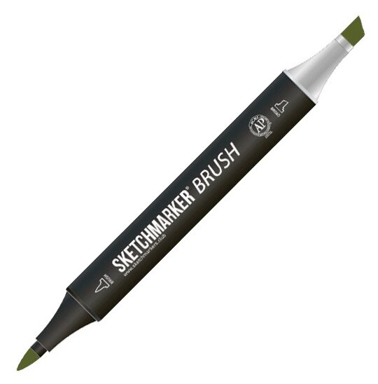 Маркер Sketchmarker Brush двухсторонний на спирт.основе цв.G30 Оливковый зеленый