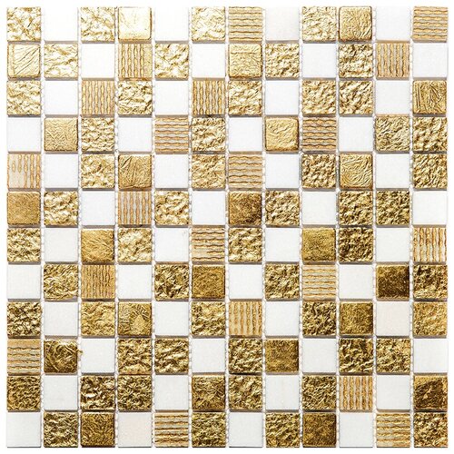 Мраморная мозаика агломерат Natural Mosaic CPR-2302 золотой бежевый квадрат