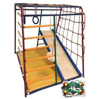 Детский спортивный комплекс Вертикаль "Весёлый Малыш MAXI" (металлические перекладины), горка с мягкими бортиками, разноцветный