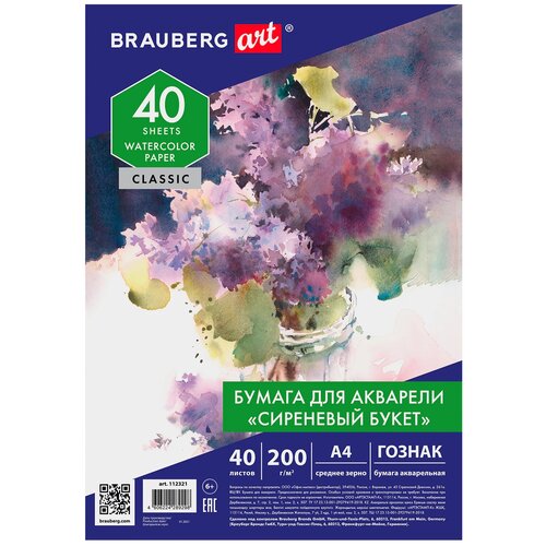 Бумага BRAUBERG 29.7 х 21 см 200 г/м², 40 л. белый A4 29.7 см 21 см 200 г/м²