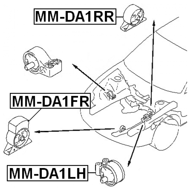 Подушка двигателя передняя Febest MM-DA1FR