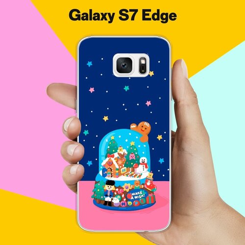 Силиконовый чехол на Samsung Galaxy S7 Edge Новогодний подарок / для Самсунг Галакси С7 Едж жидкий чехол с блестками олени с подарками на samsung galaxy s7 edge самсунг галакси с 7 эдж