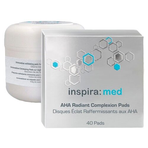 фото Inspira cosmetics эксфолиирующие диски aha radiant complexion pads 40 шт.