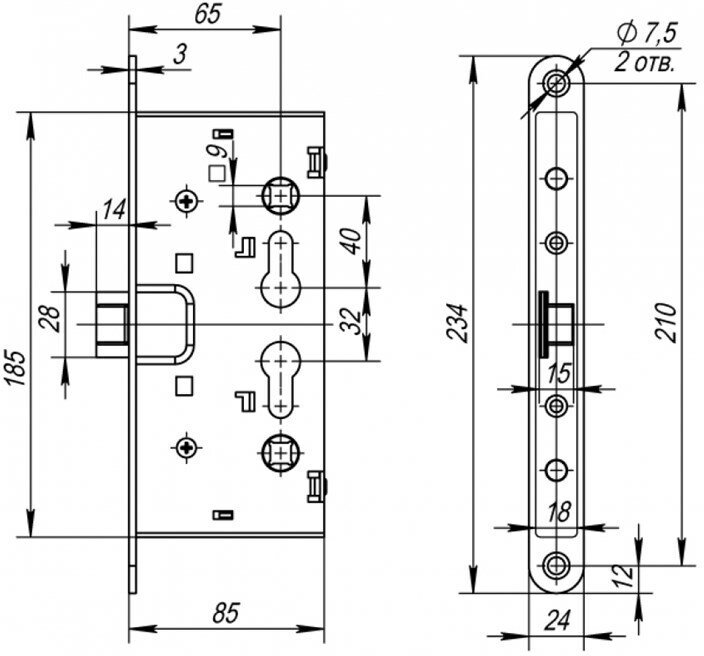 Замок для противопожарных дверей с раздельным квадратом Fuaro FL-0433 ANTI-PANIC - фотография № 7