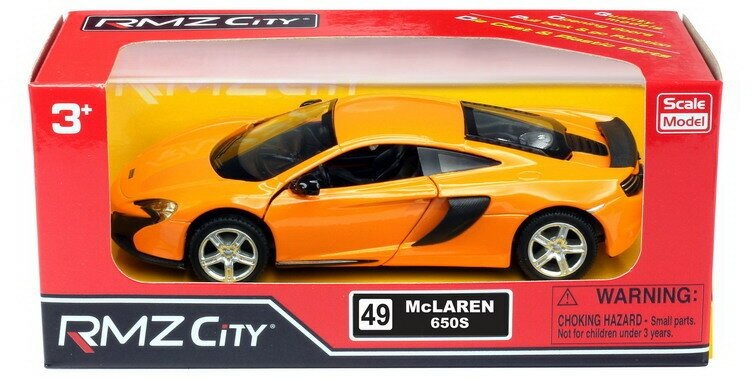 Машинка металлическая RMZ City 1:32 McLaren 650S, инерционная, 2 цвета (желтый, синий) - Uni-Fortune [554992M(B)]