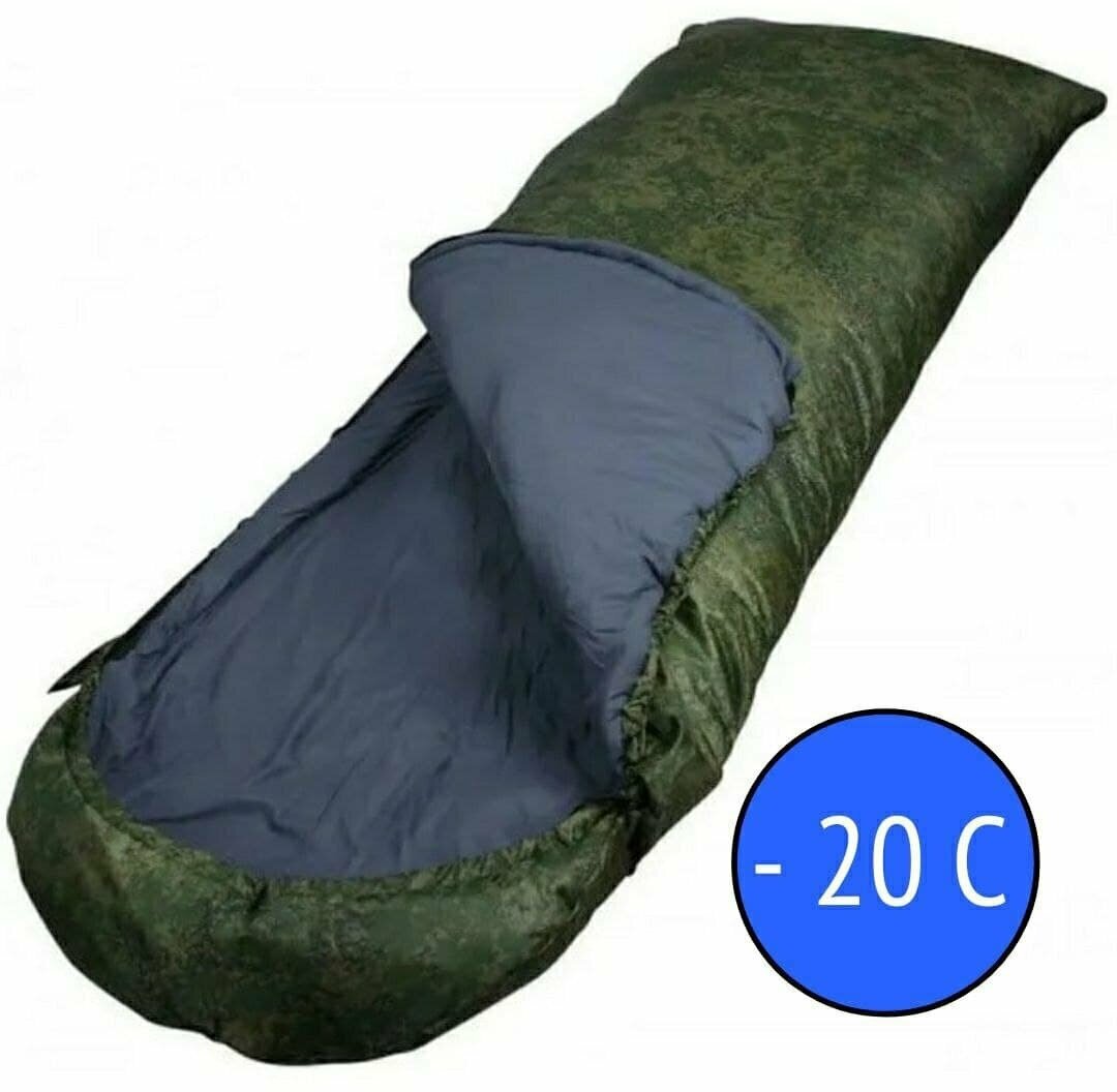 Спальный мешок до -20 С, спальник туристический 220 см/Спальный мешок / Спальный мешок-одеяло / Туристический мешок / С собой/ в поход/ в палатку