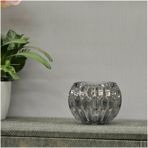 Ваза круглая декоративная Линда цвет дымчатый