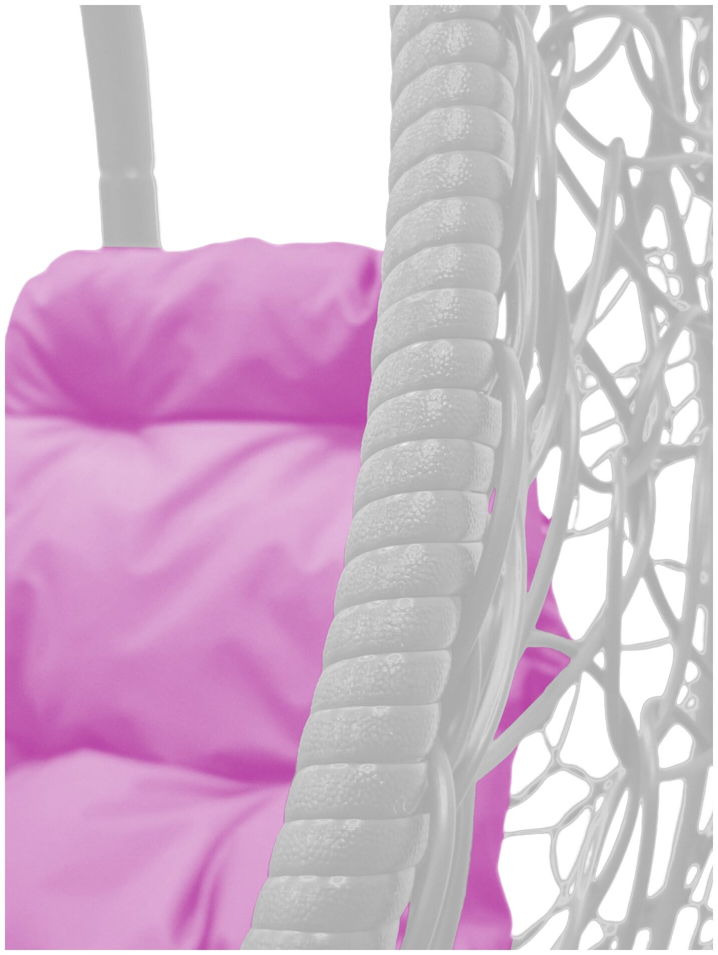 Подвесное кресло долька белое (без стойки), розовая подушка - фотография № 3